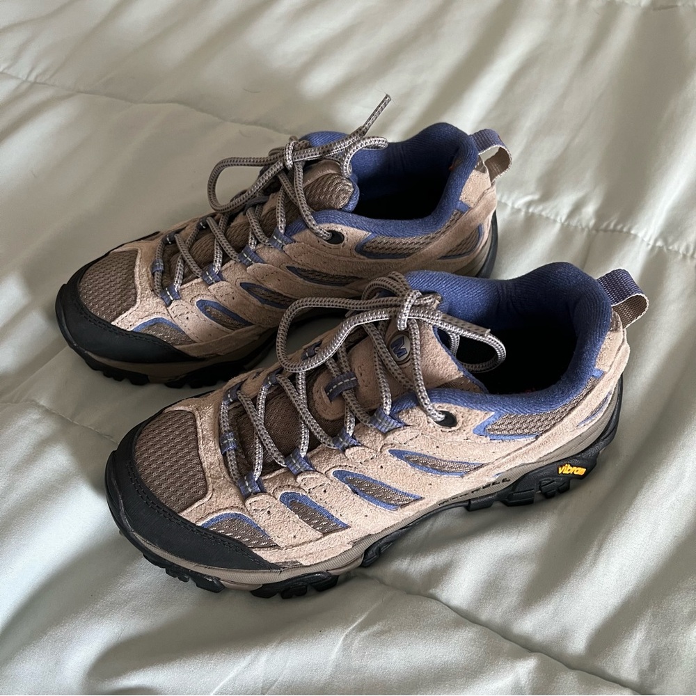 Hiking Shoes in Tan and Blue